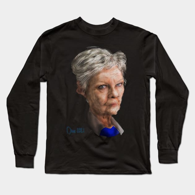 Judi Dench - Caricature Long Sleeve T-Shirt by Henry Drae